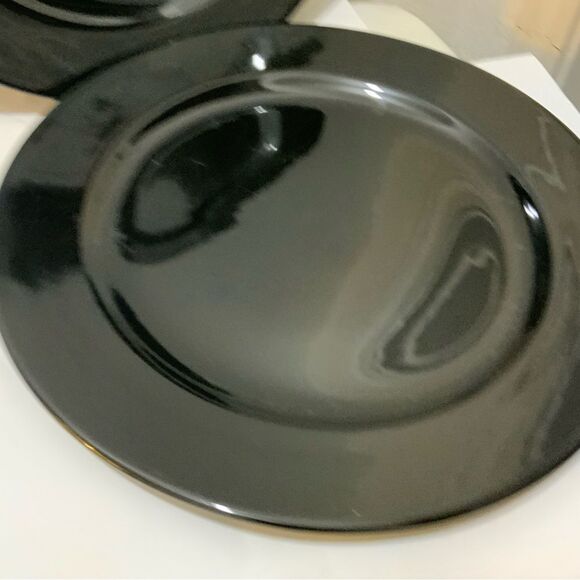 CROWN STONEWARE THAILAND  BLACK PLATTERS 12.5” SET OF 2 microwave oven safe - Picture 4 of 6